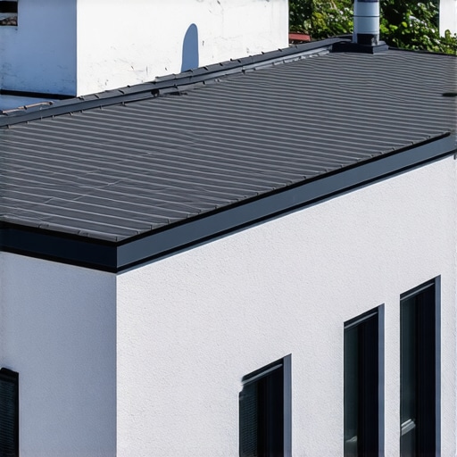 Responsive Roof Technology Illustration of a modern smart roof with sensors and adaptive surface layers adjusting to environmental changes.