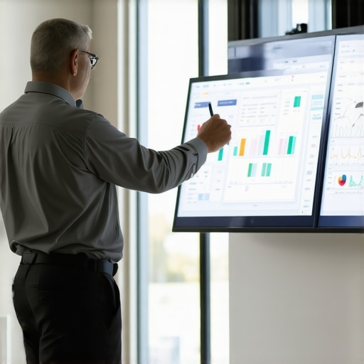 Engineer analyzing load distribution using digital models