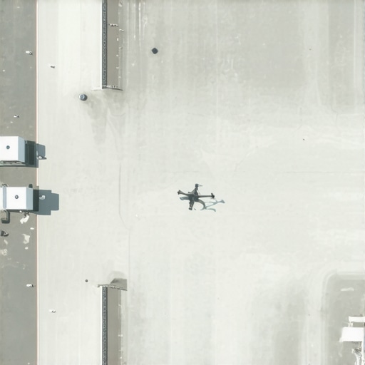 High-Precision Drone Survey of Flat Roof Drone capturing detailed topography of a flat roof with slope measurement devices